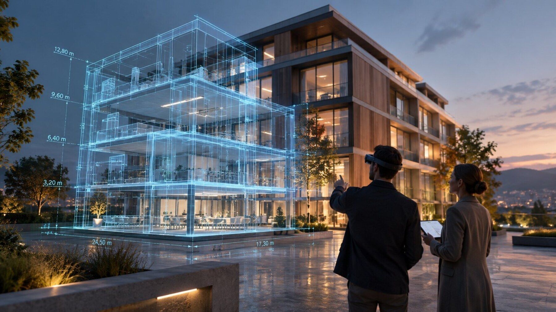 Architekturvisualisierung mit räumlichem BIM-Modell eines Gebäudes